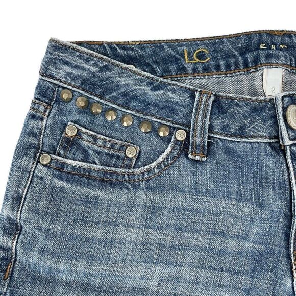 Lauren Conrad Denim Shorts Bermuda Length Cuffed Blue Jean Womens Size 2 Studded - Picture 4 of 6